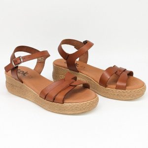 Sandale compensée marron