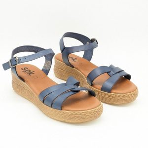 Sandale compensée bleu marine