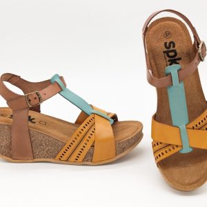 Sandale 16097 Turquoise et Jaune