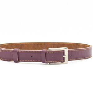 Ceinture cuir grainé prune
