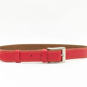Ceinture cuir grainé rouge