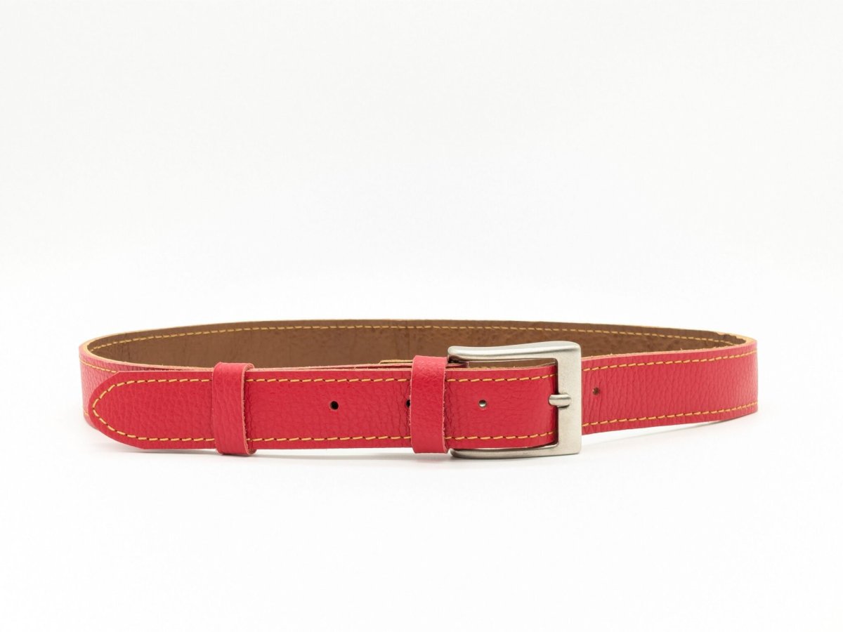 Ceinture cuir grainé rouge