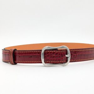Ceinture Imprimée Croco Rouge