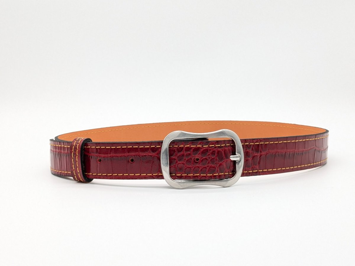 Ceinture Imprimée Croco Rouge