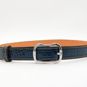 Ceinture Imprimée Croco Bleue