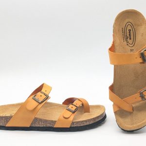 Mule entre-doigt jaune