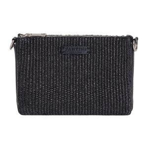 Sac à bandoulière en cuir et raphia Susanna