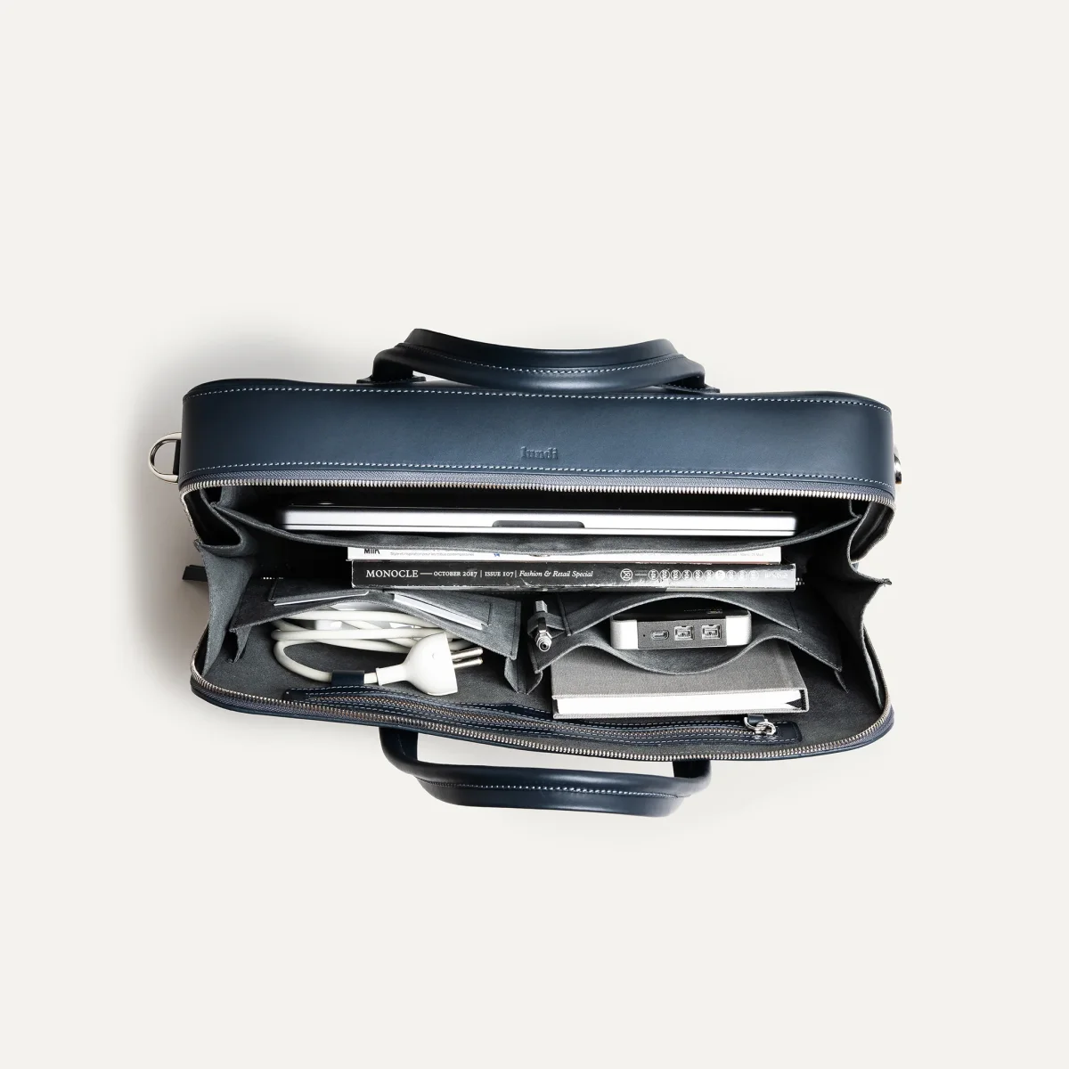 Porte-documents en cuir lisse ~ ALESSANDRO II - MARINE – Image 5