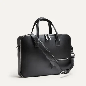 Porte-documents en cuir lisse ~ ALESSANDRO II - NOIR