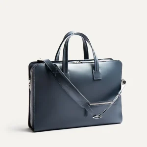 Porte-documents en cuir lisse et grainé ~ VICTOR L - MARINE