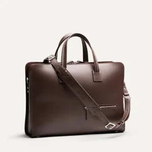 Porte-documents en cuir lisse et grainé ~ VICTOR L - MARRON