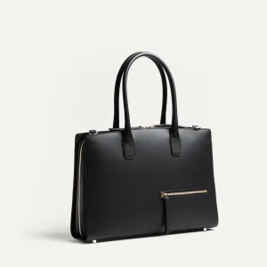 Porte documents en cuir lisse ~ MILIA - NOIR