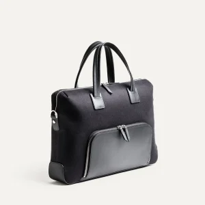 Porte-documents en toile et cuir ~ DANIEL - NOIR