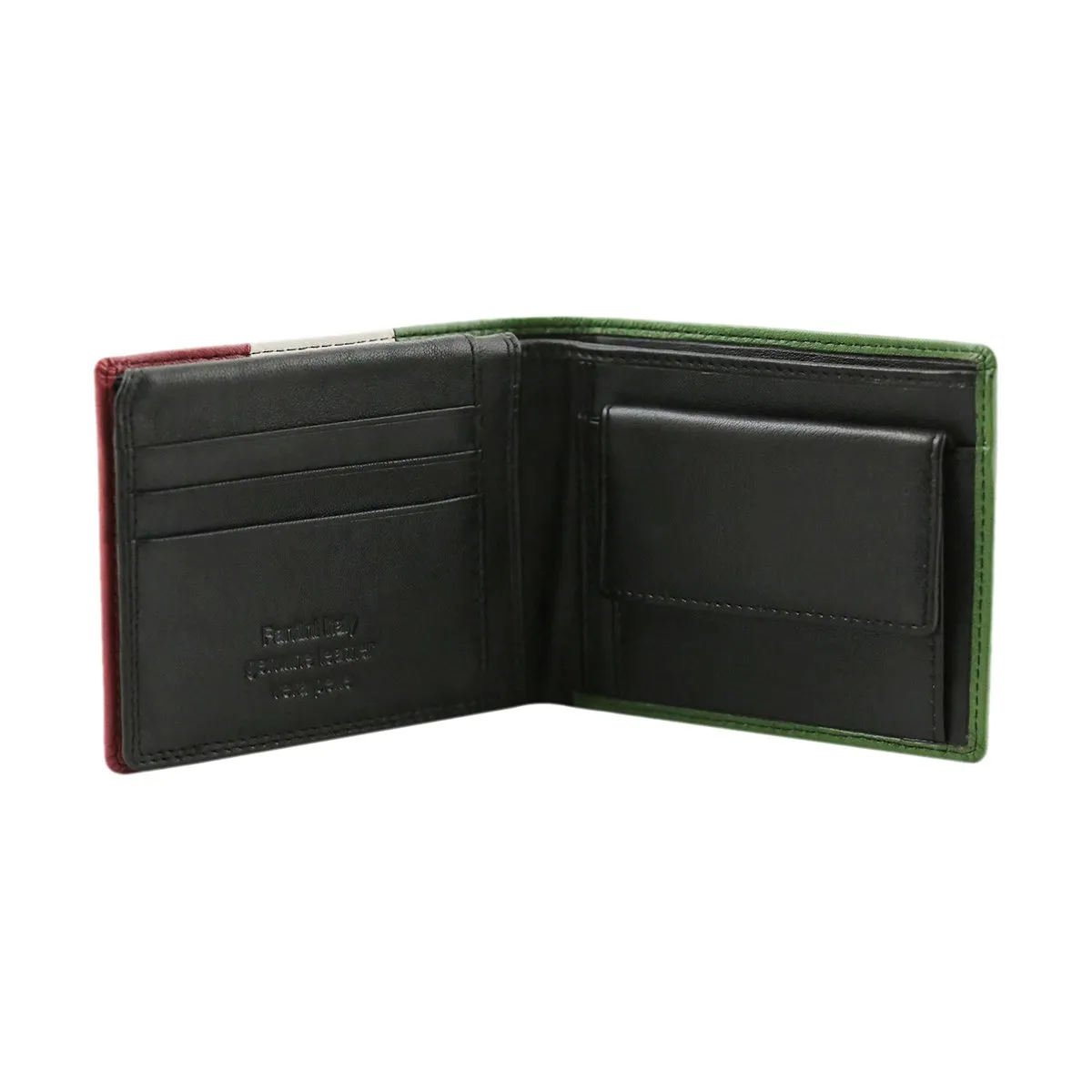 Portefeuille en cuir grand avec porte-monnaie Tricolore – Image 4