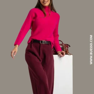 Pull rose fuchsia femme texture douce