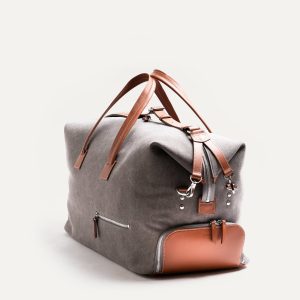 Sac de voyage ~ REMINGTON ~ Toile Grise & cuir Cognac
