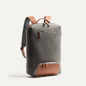 Sac à dos en toile et cuir ~ RUBENS - GRIS & COGNAC