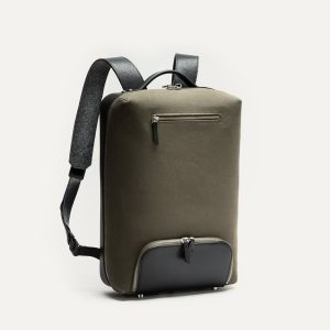 Sac à dos en toile et cuir ~ RUBENS - KAKI & NOIR