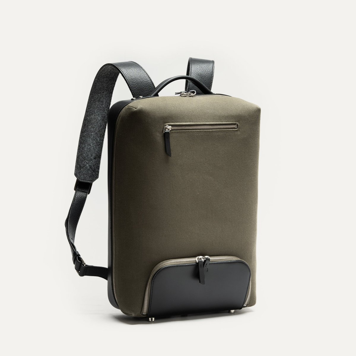 Sac à dos en toile et cuir ~ RUBENS - KAKI & NOIR