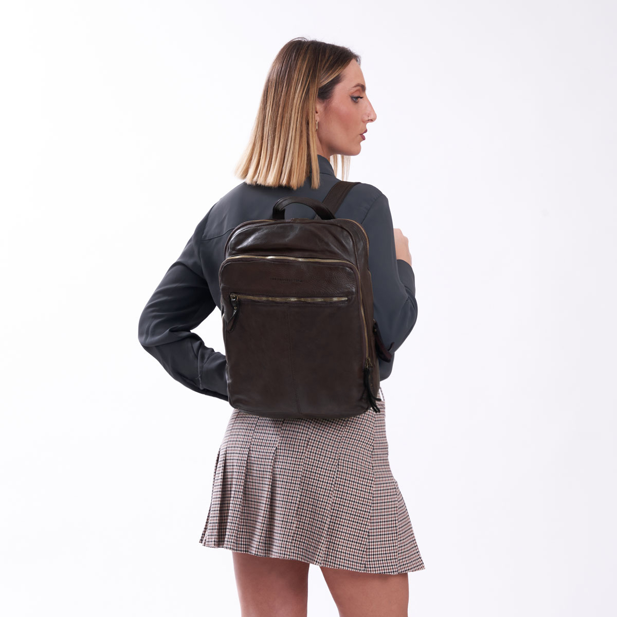 Grand sac à dos en cuir lavé Milano – Image 3