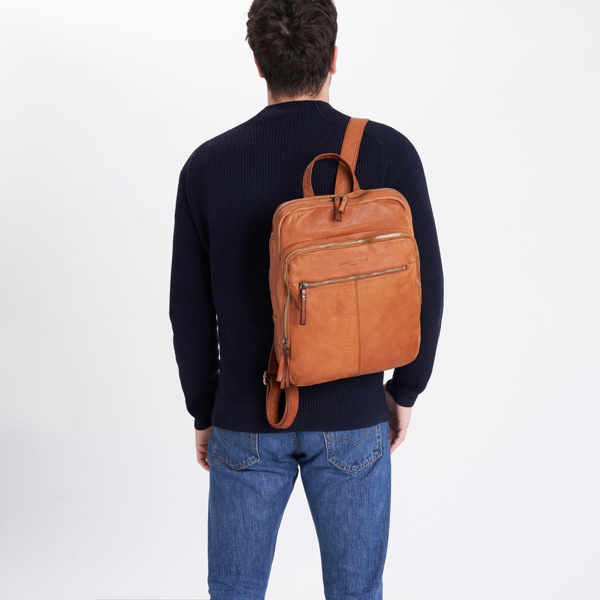 Grand sac à dos en cuir lavé Milano – Image 4