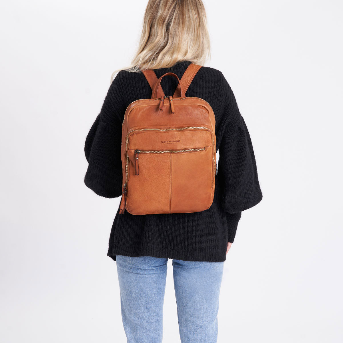 Grand sac à dos en cuir lavé Milano – Image 3