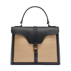 Sac à main en cuir et raphia Flora