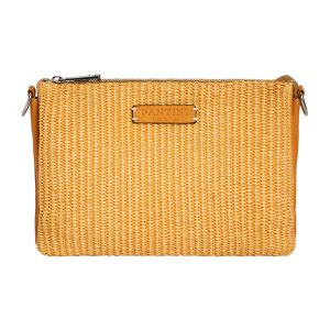 Sac à bandoulière en cuir et raphia Susanna