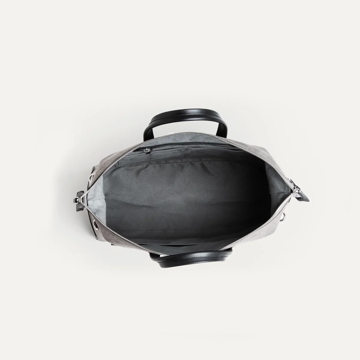 Sac de voyage 48 heures ~ AUGUSTIN ~ Toile grise & cuir noir – Image 8