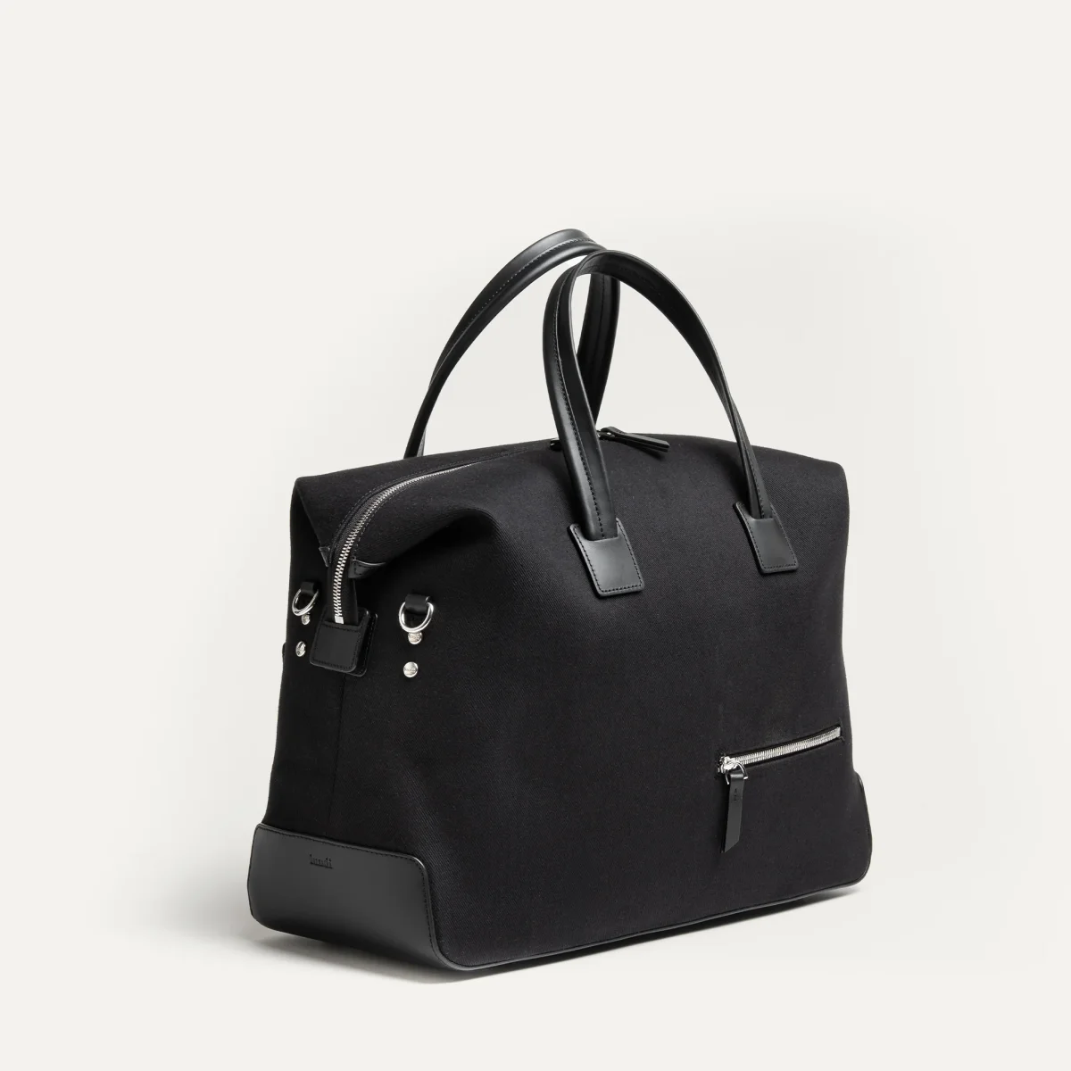 Sac de voyage 48 heures ~ AUGUSTIN ~ Toile noire & cuir noir – Image 2