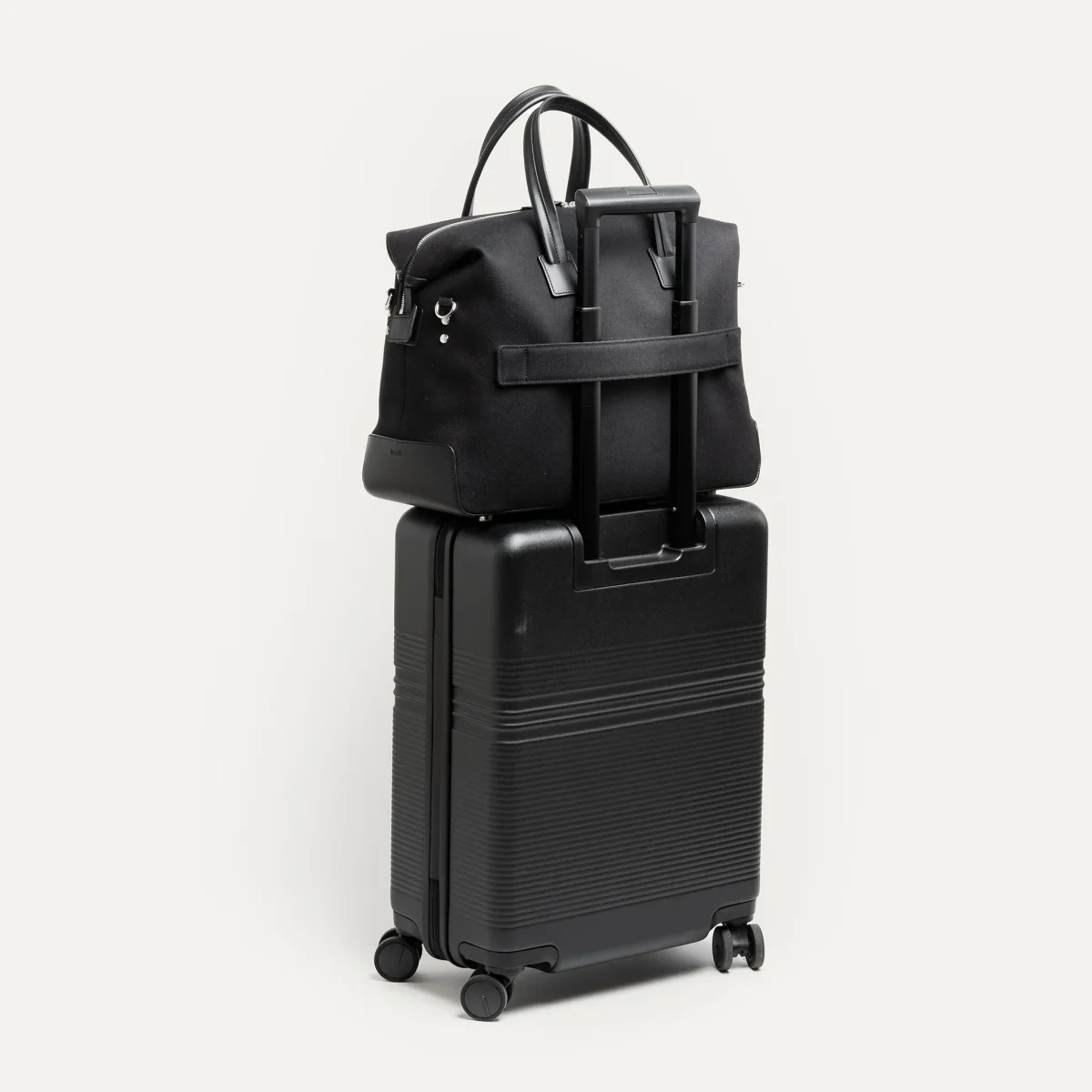 Sac de voyage 48 heures ~ AUGUSTIN ~ Toile noire & cuir noir – Image 3