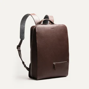 Sac à dos en cuir grainé ~ MARCUS - MARRON