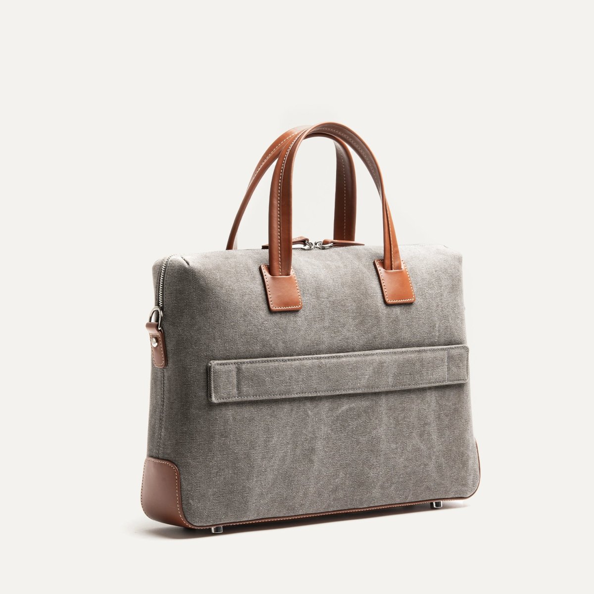 Porte-documents en toile et cuir ~ DANIEL - GRIS et COGNAC – Image 8