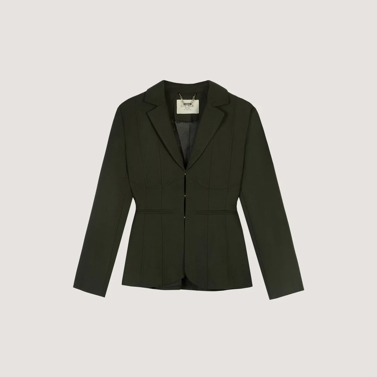 Blazer Ajusté avec Détail de Couture - Vert Foncé – Image 8
