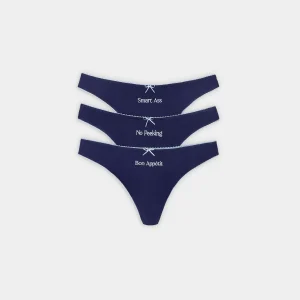Strings Slogan (Pack de 3) - Bleu Marine