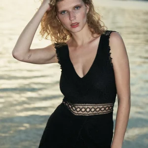 Robe style combi-short en dentelle à transparence