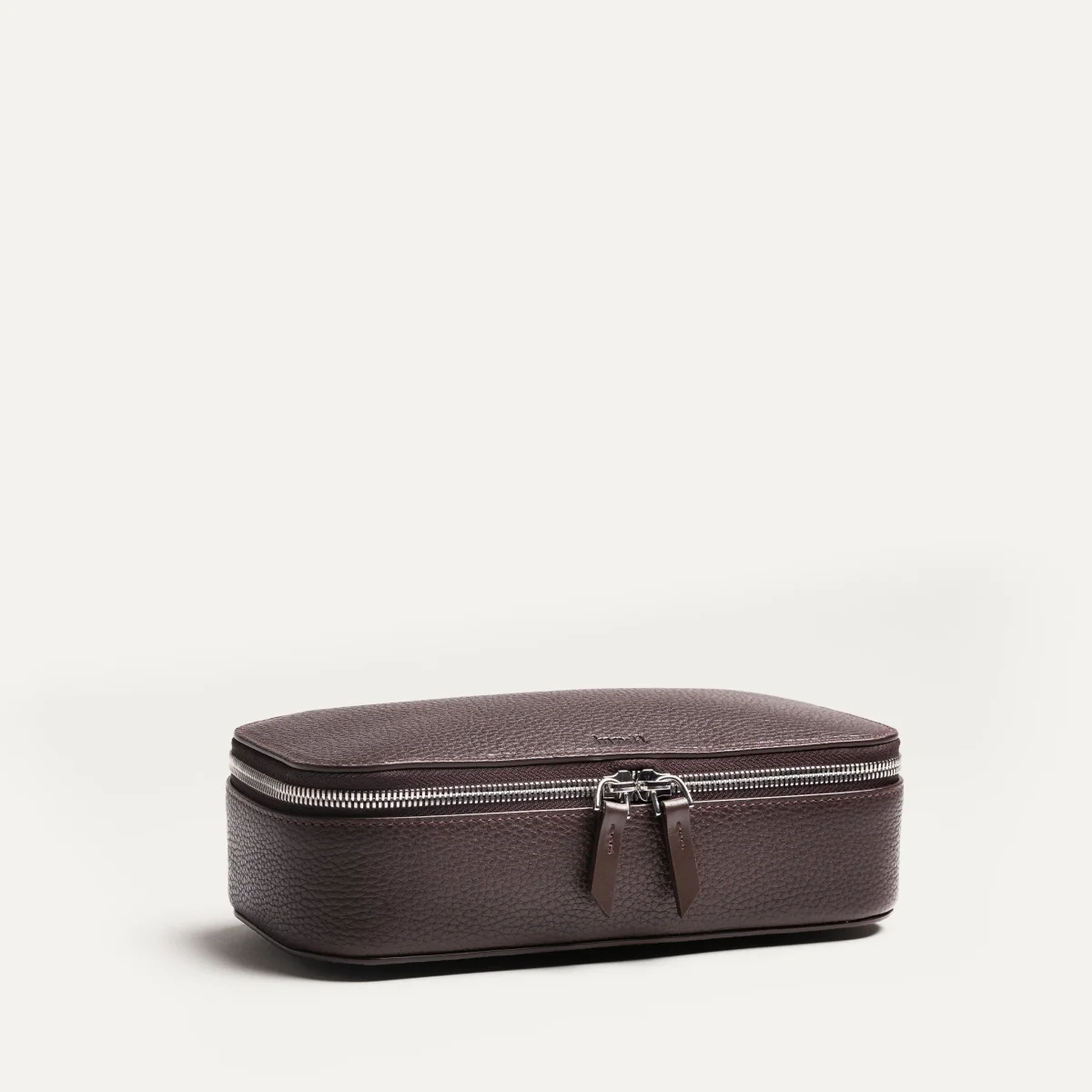 Trousse de toilette en cuir grainé ~ LISA - Marron – Image 2