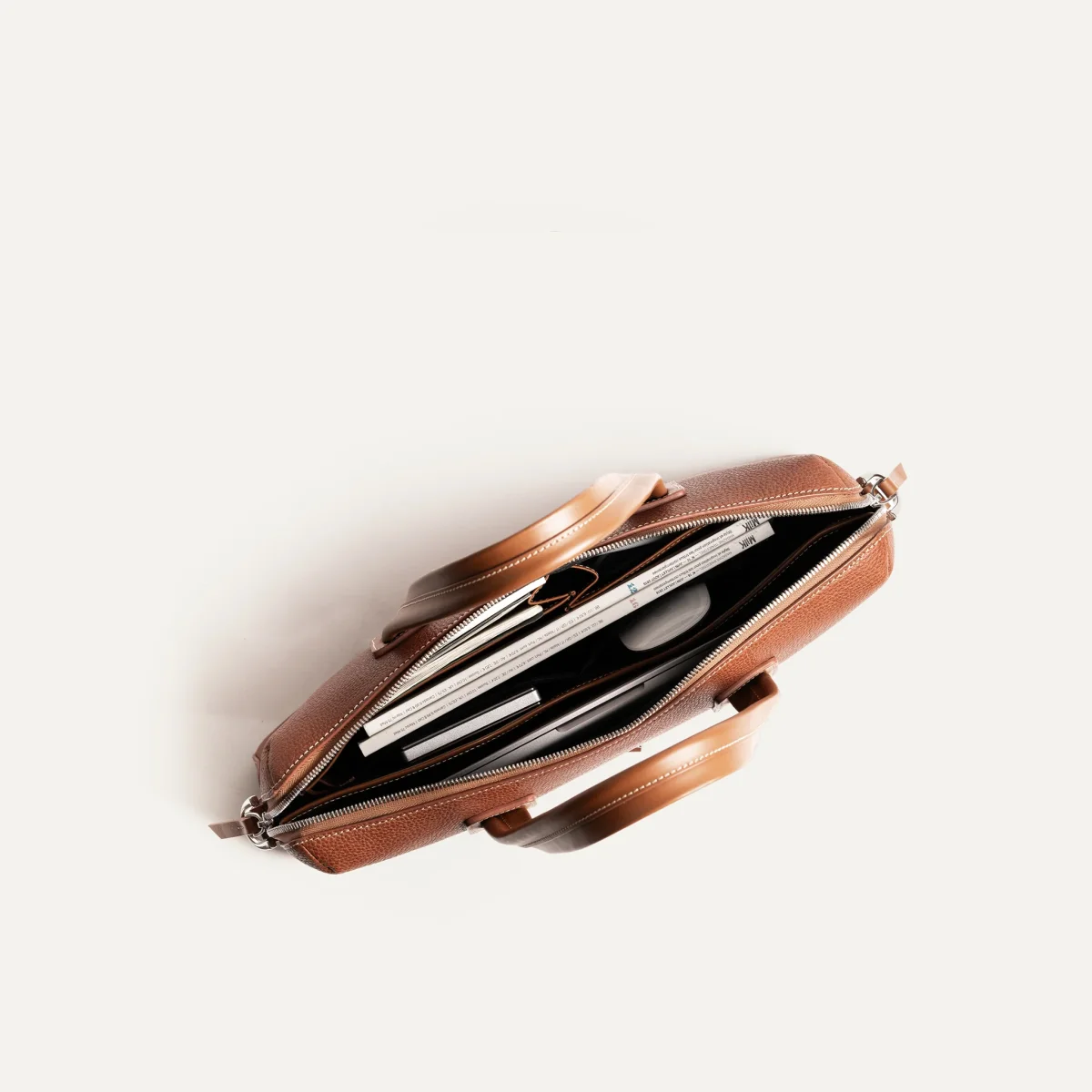 Porte-documents en cuir grainé ~ VALENTIN - COGNAC – Image 4