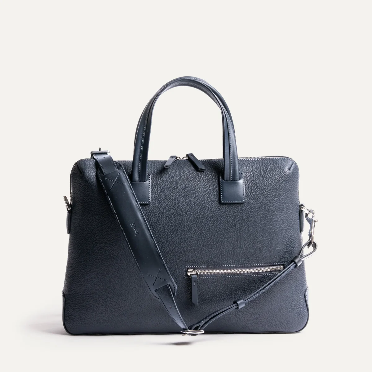 Porte-documents en cuir grainé ~ VALENTIN - MARINE – Image 2