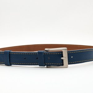 Ceinture cuir grainé bleu marine
