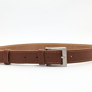 Ceinture cuir grainé marron