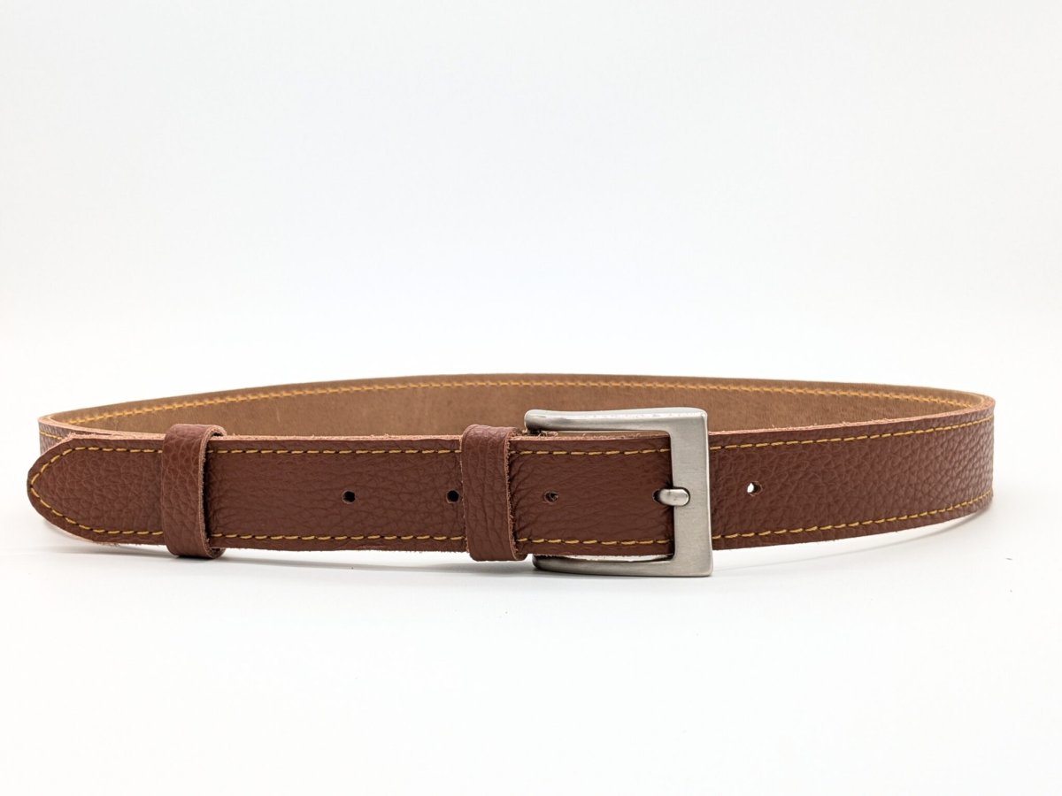 Ceinture cuir grainé marron – Image 2