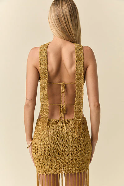 Haut en crochet fait main Gaïa - Doré – Image 3