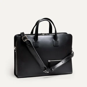 Porte-documents en cuir lisse et grainé ~ VICTOR L - NOIR