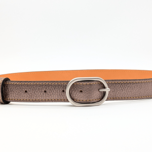 Ceinture cuir grainé doré