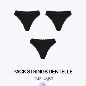 Pack menstruel trio strings noirs en dentelle