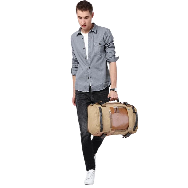 Sac à Dos de Voyage Vintage Solide – Image 3