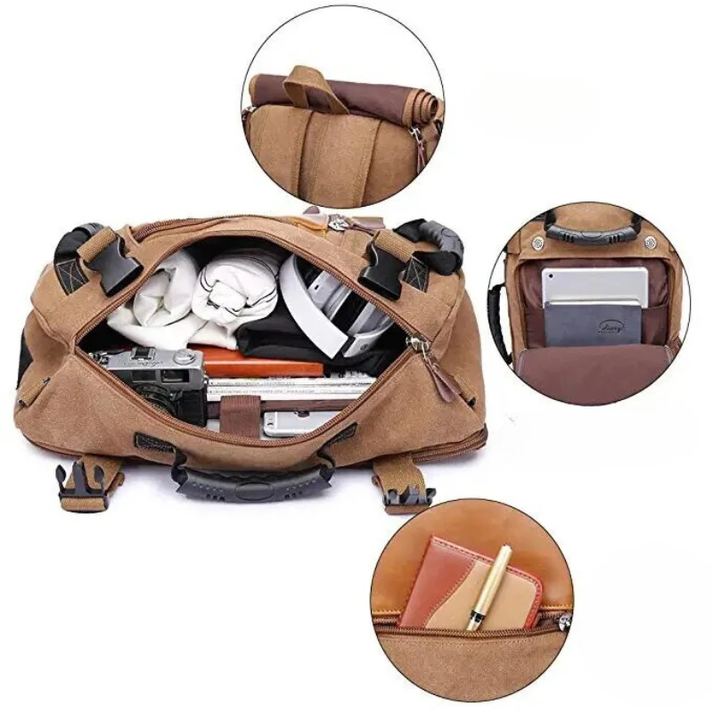 Sac à Dos de Voyage Vintage Solide – Image 4