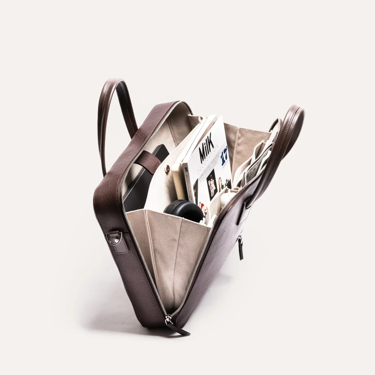 Porte-documents en cuir grainé ~ OSCAR - MARRON – Image 3