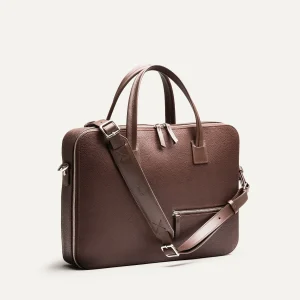 Porte-documents en cuir grainé ~ OSCAR - MARRON